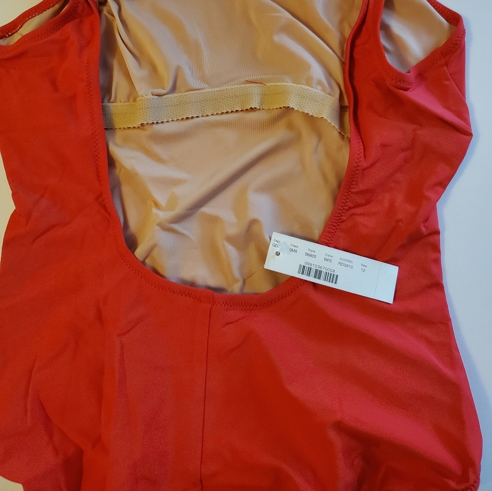 J.Crew red scoopback one-piece swimsuit size 12 - Picture 4 of 5